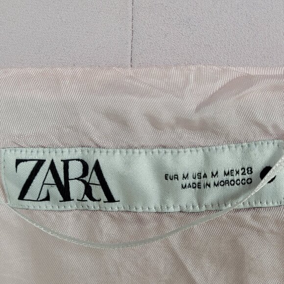 Zara Pale Pastel Pink Buttoned Lined Collared Blazer Vest Jacket Size Medium M - Picture 3 of 16